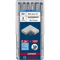 Bosch Professional EXPERT Hammerbohrer SDS-plus-7X, Ø 5mm, 30 Stück Arbeitslänge 50mm