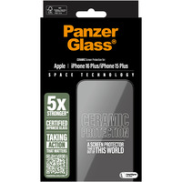 PanzerGlass Ceramic Displayschutz Ultra-Wide Fit, Schutzfolie transparent, iPhone 16 Plus, EasyAligner