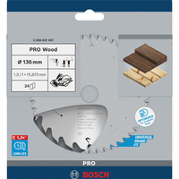Bosch PRO Wood cordless Kreissägeblatt, Ø 136mm, 24Z Bohrung 15,875mm, für Akku-Handkreissägen