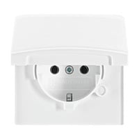 Busch-Jaeger Schutzkontakt-Steckdosen-Einsatz Schuko Typ F Unterputz mit Durchschleiffunktion IP44 weiß (glänzend), Retail