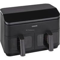 Cosori Heißluftfritteuse Dual Basket CAF-R901-AEU schwarz, 1.750 Watt, 2 Körbe je 4,25 Liter, mit Sichtfenster
