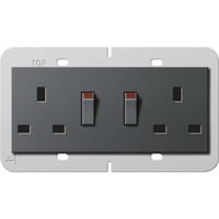 Gira Doppelsteckdose British Standard 13 Ampere geschaltet mit Shutter anthrazit, Retail