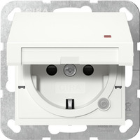Gira Schutzkontaktsteckdose Typ F 16 Ampere 250 Volt mit Klappdeckel und Kontrolllicht weiß, Retail