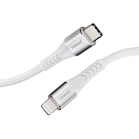Intenso USB-Kabel C315L Nylon 1,5m weiß, USB-C und Lightning Anschluss, unterstützt Schnelladen (PD) bis 60W