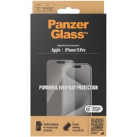 PanzerGlass Displayschutz Classic Fit, Schutzfolie transparent, iPhone 15 Pro