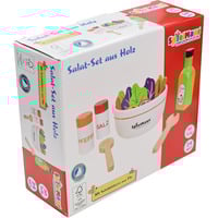 Salat-Set aus Holz, 30 Teile, mit Schüssel, Salatblättern, Gemüse, Löffeln und Flasche, Sets