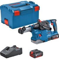 Bosch Professional Akku-Bohrhammer GBH 18V-22 Professional, 18Volt, mit GDE 18V-12 blau/schwarz, 2x Li-Ionen Akku 4,0Ah, in L-BOXX