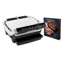 Tefal Optigrill Deluxe GC707D, Kontaktgrill silber/schwarz, 2.000 Watt