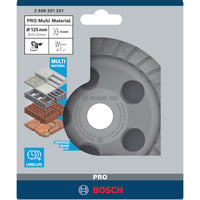 Bosch Professional PRO Multi Material Topfscheibe, Ø 125mm, Schleifscheibe Bohrung 22,23mm, für Beton- und Winkelschleifer