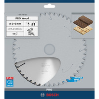 Bosch Professional PRO Wood Kreissägeblatt, Ø 216mm, 48Z Bohrung 30mm, für Kapp- & Gehrungssägen