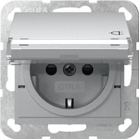 Gira Steckdose Schutzkontakt mit Klappdeckel und erhöhtem Berührungsschutz aluminium, Retail