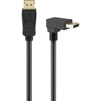goobay Kabel DisplayPort Stecker 90° > DisplayPort Stecker, 8K / 144Hz schwarz, 1 Meter, 1 Stecker 90° nach unten abgewinkelt, 54 Gbit/s, DisplayPort 2.0 / 2.1