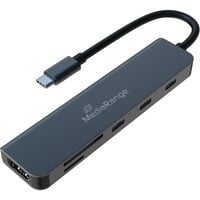 MediaRange USB Type-C 6 in 1 Multiport Adapter, Dockingstation silber, USB-A, USB-C, HDMI, PD