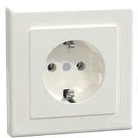 Merten Schutzkontaktsteckdose mit Schraubklemme und erhöhtem Berührungsschutz weiß, Retail