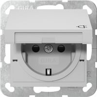 Gira Schutzkontaktsteckdose Typ F 16 Ampere 250 Volt mit Klappdeckel und erhöhtem Berührungsschutz grau, Retail