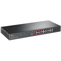 TP-Link TL-SL1218MP, Switch schwarz, 16-Port-10/100Mbit/s-+2-Port-Gigabit- Unmanaged PoE-Switch