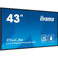 iiyama ProLite LH4360UHS-B1AG, Public Display schwarz (matt), UltraHD/4K, VA, Lautsprecher