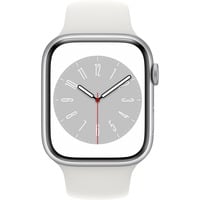 Apple Watch Series 8, Smartwatch silber, 45 mm, Sportarmband, Aluminium-Gehäuse