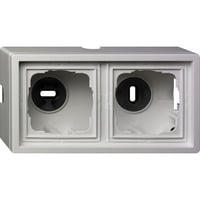 Gira Aufputzgehäuse 2-fach mit Abdeckrahmen glänzend weiß, Retail