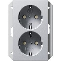 Gira Doppeldose Schutzkontakt Steckdose 2fach aluminium, Retail