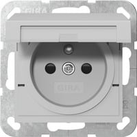 Gira Steckdose mit Erdungsstift Klappdeckel und erhöhtem Berührungsschutz grau, Retail