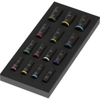 Wera 9728 Schaumstoffeinlage Zyklop B 3/8" Impaktor Deep Steckschlüsseleinsatz Set 1 schwarz/mehrfarbig, 15-teilig, für Tool Rebel Werkstattwagen