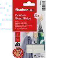 fischer GOW Fischer Montagestreifen, 20 Stück, Klebeband weiß, 22 x 36 mm