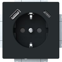 Busch-Jaeger Schutzkontaktsteckdose mit USB-A und USB-C Anschluss schwarz, Retail