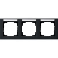 Gira Abdeckrahmen dreifach waagerecht mit Beschriftungsfeld, Abdeckung schwarz, Retail