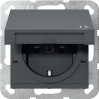 Gira Schutzkontaktsteckdose Typ F 16 Ampere 250 Volt mit Klappdeckel und erhöhtem Berührungsschutz anthrazit, Retail