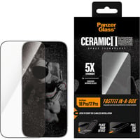 PanzerGlass Ceramic Displayschutz Ultra-Wide Fit, Schutzfolie transparent, iPhone 18 Pro / 17 Pro, FASTFIT IN-A-BOX