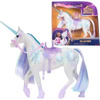 Spin Master Unicorn Academy -  Einhorn Glacier, Spielfigur 28 cm groß, mit echter Mähne und Schweif, abnehmbarem Zaumzeug, Sattel und Bürste