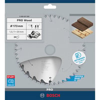 Bosch Professional PRO Wood cordless Kreissägeblatt, Ø 173mm, 24Z Bohrung 20mm, für Akku-Handkreissägen