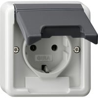 Gira Schutzkontaktsteckdose Typ F 16 Ampere 250 Volt mit Klappdeckel Gehäuseoberteil grau, Retail