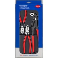 KNIPEX Kraft-Paket 00 20 10 , Zangen-Set schwarz, gezahnte Griffflächen, Schneiden mit Facetten