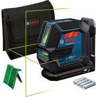 Bosch Linienlaser GLL 2-15 G Professional, Kreuzlinienlaser blau/schwarz, grüne Laserlinien