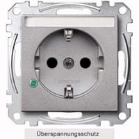 Merten Schutzkontakt-Steckdose mit Überspannungsschutz und Beschriftungsfeld, Typ MEG2305-0460 aluminium, Retail