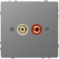 Merten Steckdose mit zwei Chinch-Steckbuchsen für Audio Anschluss edelstahl, Retail