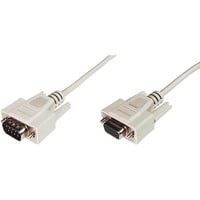 Digitus Serielles Datatransfer Verlängerungskabel, D-Sub9 (Stecker) > D-Sub9 (Buchse) beige, 2 Meter