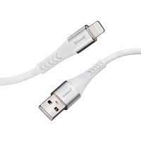 Intenso USB-Kabel A315L Nylon 1,5m weiß, USB-A und Lightning Anschluss, max. 12 Watt