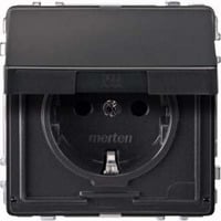 Merten Schutzkontakt-Steckdose mit Klappdeckel und erhöhtem Berührungsschutz, Unterputz, 16 Ampere, 250 Volt anthrazit, Retail