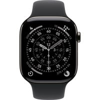 Apple Watch Series 11, Smartwatch Titan Schiefer, Titangehäuse, 46 mm, Sportarmband schwarz M/L, Cellular