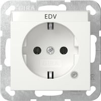 Gira Schutzkontaktsteckdose mit Kontrolllicht und Beschriftungsfeld weiß, Retail