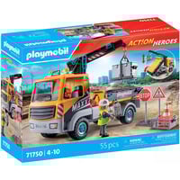 PLAYMOBIL 71750 Action Heroes Baustellen-LKW mit Kran, Konstruktionsspielzeug 
