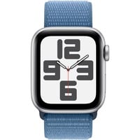 Apple Watch SE (2023), Smartwatch silber/blau, 40 mm, Sport Loop, Aluminium