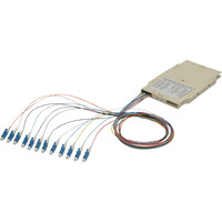 Digitus Spleißkassette mit 12 Pigtails, vormontiert, LC, OM4, Spleißbox grau