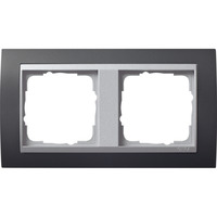 Gira Abdeckrahmen zweifach mit Zwischenrahmen Farbe Aluminium anthrazit, Retail