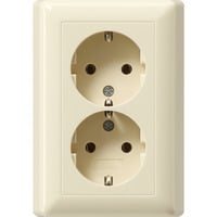 Gira Schutzkontakt-Doppelsteckdose mit Vollplatte für Gerätedose kompakt weiß, Retail