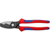 KNIPEX Kabelschere mit Doppelschneide 95 12 200 , Schneid-Zange rot/blau, Länge 200mm, für Cu- und Al-Kabel