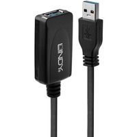 Lindy USB 3.2 Gen 1 Aktivverlängerungskabel, USB-A Stecker > USB-A Buchse schwarz, 5 Meter